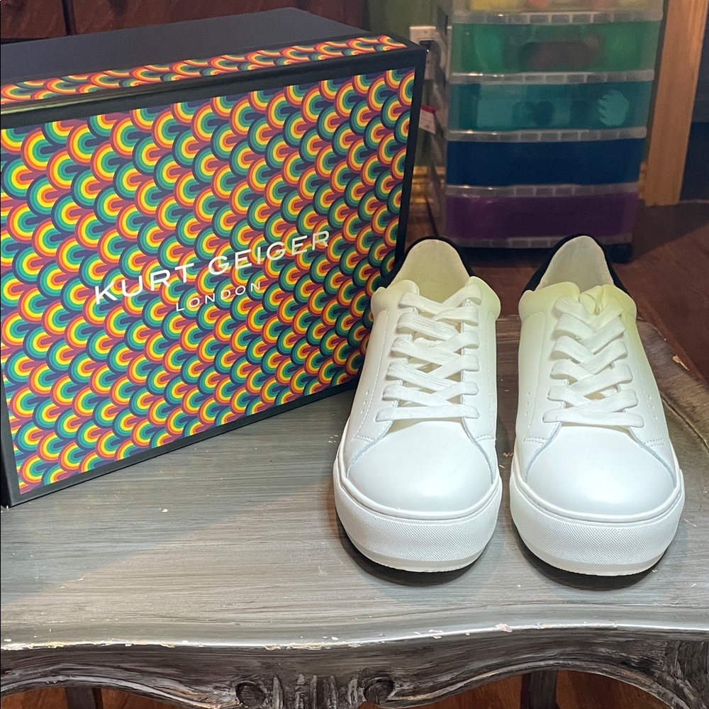 Kurt Geiger White Leather Platform Sneakers